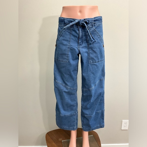 Sanctuary Denim - Sanctuary Tie Waist Cropped Denim Pants Blue Size Small